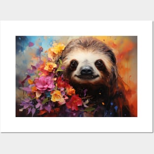 Flower Garden Sloth Posters and Art